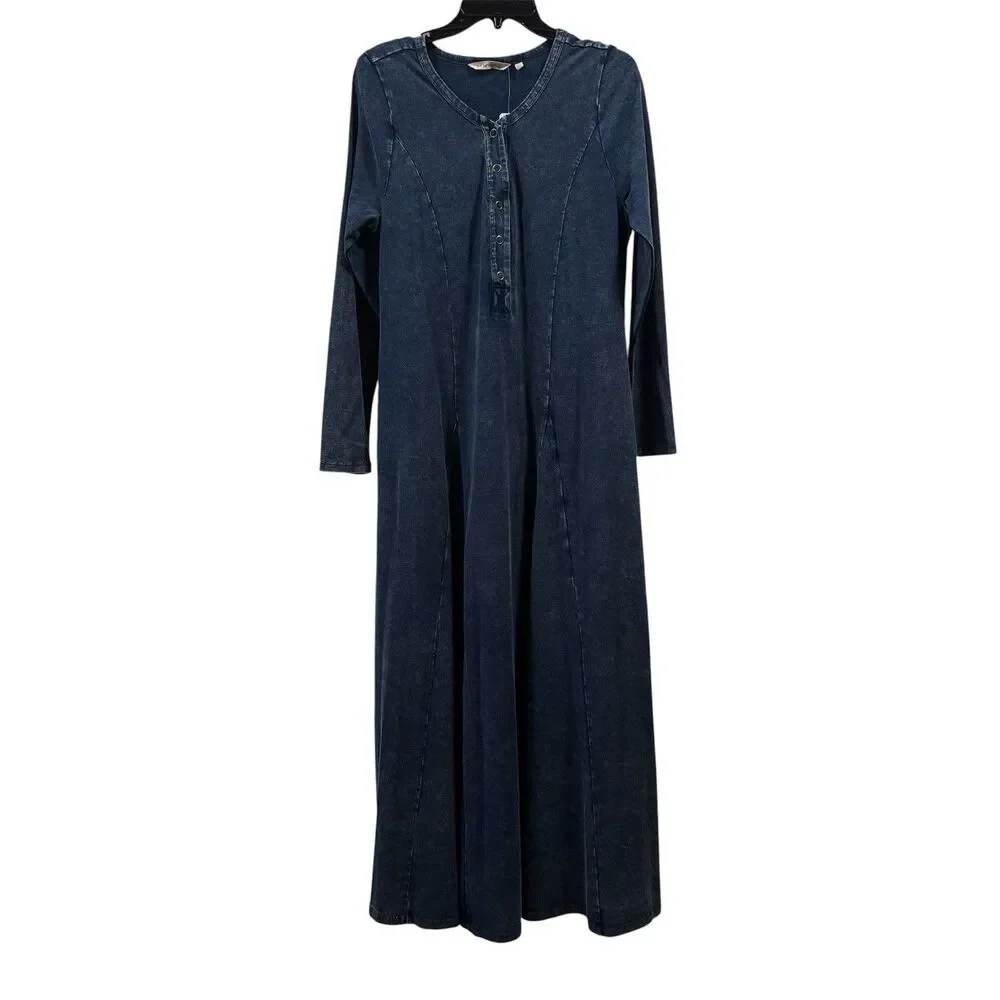 Soft Surroundings Janet Knit Denim Maxi Dress Size M